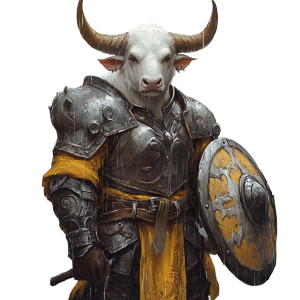 White Minotaur Knight Vinyl Car Decal Sticker – Waterproof & UV-Resistant 8"