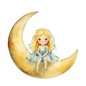 Little Girl On Moon Vinyl Car Decal Sticker – Waterproof & UV-Resistant 8"