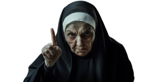 Angry Nun Gesture Vinyl Car Decal Sticker – Waterproof & UV-Resistant 8"