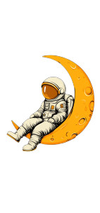 Cartoon Astronaut Moon Vinyl Car Decal Sticker – Waterproof & UV-Resistant 8"
