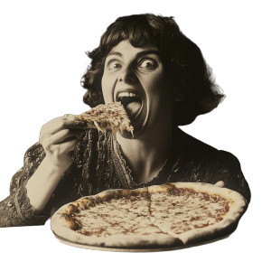 Italian Woman Eating Pizza Vinyl Car Decal Sticker – Waterproof & UV-Resistant 8" Italian Woman Eating Pizza Vinyl Car Decal Sticker – Waterproof & UV-Resistant 8"