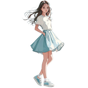 Cute Girl Outfit V5 Vinyl Car Decal Sticker – Waterproof & UV-Resistant 8"