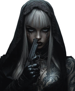 Blonde Nun With Gun Vinyl Car Decal Sticker – Waterproof & UV-Resistant 8"