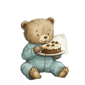 Cute Bear Eating Cake Vinyl Car Decal Sticker – Waterproof & UV-Resistant 8"