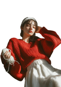 Girl With Yarn Vinyl Car Decal Sticker – Waterproof & UV-Resistant 8"