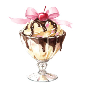 Ice Cream Sundae Illustration Vinyl Car Decal Sticker – Waterproof & UV-Resistant 8"