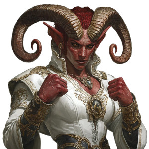 Buff Tiefling Cleric Vinyl Car Decal Sticker – Waterproof & UV-Resistant 8"