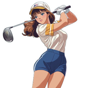 80S Anime Golfer Vinyl Car Decal Sticker – Waterproof & UV-Resistant 8"