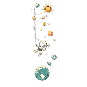Whimsical Space Adventure Vinyl Car Decal Sticker – Waterproof & UV-Resistant 8"