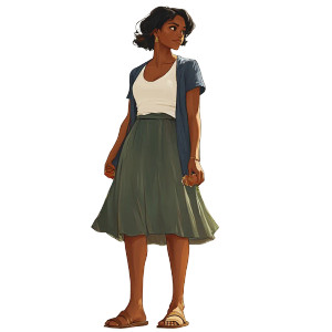 Middle-Aged Woman Outfit Vinyl Car Decal Sticker – Waterproof & UV-Resistant 8"