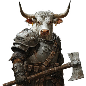 Armored Cow Warrior Vinyl Car Decal Sticker – Waterproof & UV-Resistant 8"