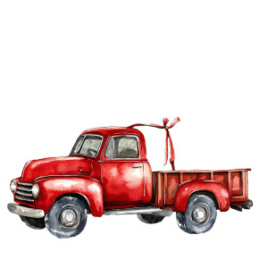 Red Retro Pickup Vinyl Car Decal Sticker – Waterproof & UV-Resistant 8"