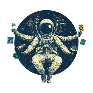 Cosmic Multi-Armed Astronaut Vinyl Car Decal Sticker – Waterproof & UV-Resistant 8"