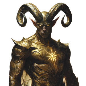 Devilish Brass-Scaled Humanoid Vinyl Car Decal Sticker – Waterproof & UV-Resistant 8"
