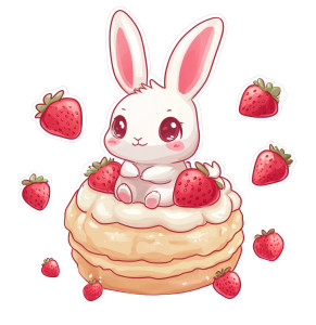 Chibi Rabbit Dessert Vinyl Car Decal Sticker – Waterproof & UV-Resistant 8"