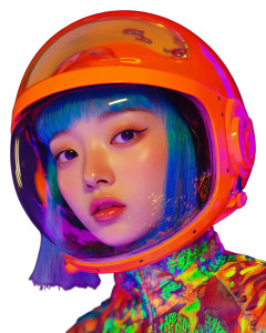 Neon Space Helmet Vinyl Car Decal Sticker – Waterproof & UV-Resistant 8"