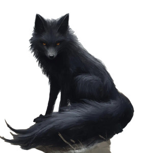 Black Two-Tailed Fox Vinyl Car Decal Sticker – Waterproof & UV-Resistant 8"
