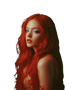 Red-Haired Glitter Model Vinyl Car Decal Sticker – Waterproof & UV-Resistant 8"