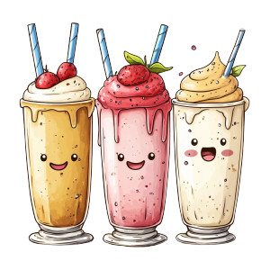 Kawaii Milkshakes Line Vinyl Car Decal Sticker – Waterproof & UV-Resistant 8"