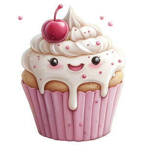 Chibi Cupcake Clipart Vinyl Car Decal Sticker – Waterproof & UV-Resistant 8"