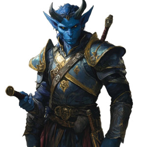 Blue Tiefling Paladin V3 Vinyl Car Decal Sticker – Waterproof & UV-Resistant 8"