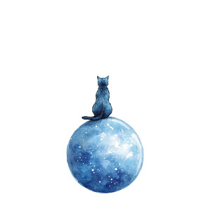 Cat On Cosmic Ball Vinyl Car Decal Sticker – Waterproof & UV-Resistant 8"