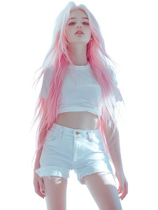 Pink-Haired Teen Model Vinyl Car Decal Sticker – Waterproof & UV-Resistant 8" Pink-Haired Teen Model Vinyl Car Decal Sticker – Waterproof & UV-Resistant 8"