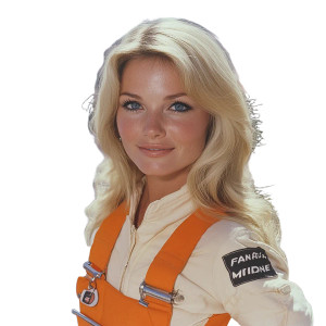 Vintage Racing Woman Vinyl Car Decal Sticker – Waterproof & UV-Resistant 8"