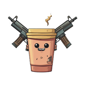 Cartoon Coffee Cup V8 Vinyl Car Decal Sticker – Waterproof & UV-Resistant 8"