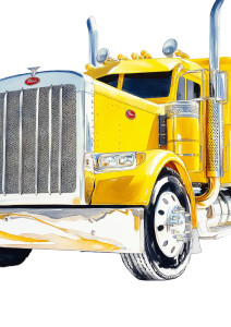 Yellow Peterbilt Semi-Truck Vinyl Car Decal Sticker – Waterproof & UV-Resistant 8"