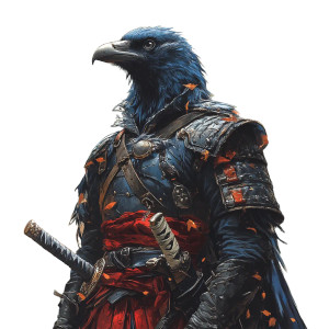 Blue Samurai Raven Vinyl Car Decal Sticker – Waterproof & UV-Resistant 8"