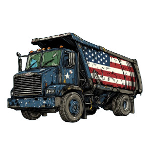 Patriotic Garbage Truck V2 Vinyl Car Decal Sticker – Waterproof & UV-Resistant 8"