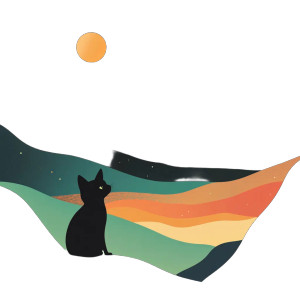Black Night Cat Vinyl Car Decal Sticker – Waterproof & UV-Resistant 8"