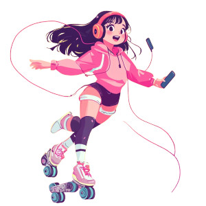 Kawaii Skating Girl Vinyl Car Decal Sticker – Waterproof & UV-Resistant 8"