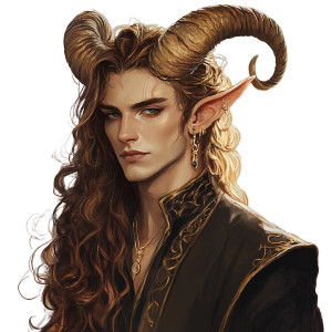 Golden Tiefling Art Vinyl Car Decal Sticker – Waterproof & UV-Resistant 8"