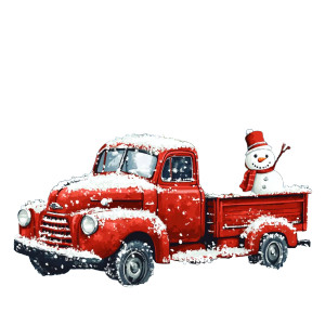 Festive Red Truck Vinyl Car Decal Sticker – Waterproof & UV-Resistant 8"