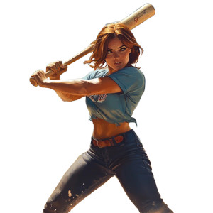 Woman Swinging Bat Vinyl Car Decal Sticker – Waterproof & UV-Resistant 8"