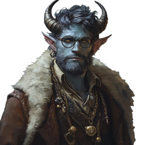 Blue Tiefling Scholar Vinyl Car Decal Sticker – Waterproof & UV-Resistant 8"