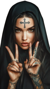Tattooed Nun V13 Vinyl Car Decal Sticker – Waterproof & UV-Resistant 8"