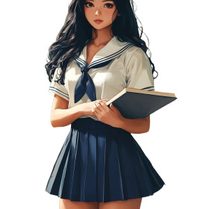 Anime Schoolgirl V2 Vinyl Car Decal Sticker – Waterproof & UV-Resistant 8"