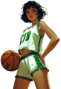 Basketball Girl Portrait Vinyl Car Decal Sticker – Waterproof & UV-Resistant 8"