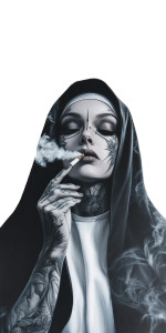 Tattooed Nun Smoking V11 Vinyl Car Decal Sticker – Waterproof & UV-Resistant 8"