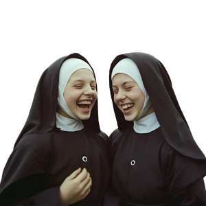 Laughing Young Nuns Vinyl Car Decal Sticker – Waterproof & UV-Resistant 8" Laughing Young Nuns Vinyl Car Decal Sticker – Waterproof & UV-Resistant 8"