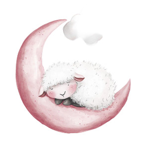 Sleeping Sheep Moon Vinyl Car Decal Sticker – Waterproof & UV-Resistant 8"