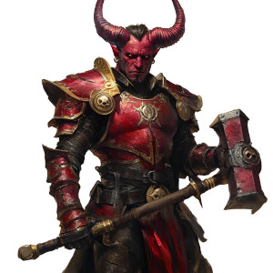 Armored Tiefling Warrior Vinyl Car Decal Sticker – Waterproof & UV-Resistant 8"