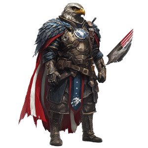 Patriotic Aarakocra Paladin Vinyl Car Decal Sticker – Waterproof & UV-Resistant 8"