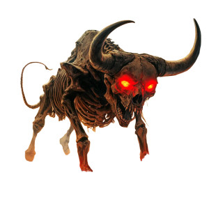 Demonic Bull Skeleton Vinyl Car Decal Sticker – Waterproof & UV-Resistant 8"