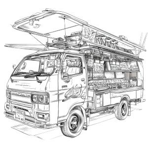 Sushi Truck Coloring Vinyl Car Decal Sticker – Waterproof & UV-Resistant 8"