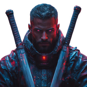 Cyberpunk Swordsman Vinyl Car Decal Sticker – Waterproof & UV-Resistant 8"