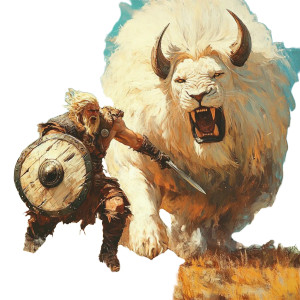 Viking Vs Lion Vinyl Car Decal Sticker – Waterproof & UV-Resistant 8"